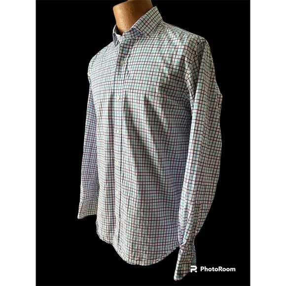 Men's Tailorbyrd  Plaid Button Down Shirt Long Sleeve Size Medium  EUC - Picture 2 of 4